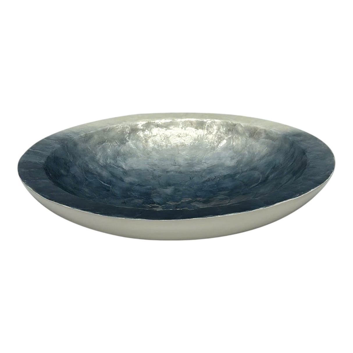 20" Ombre Capiz Bowl, Ivory/ Blue
