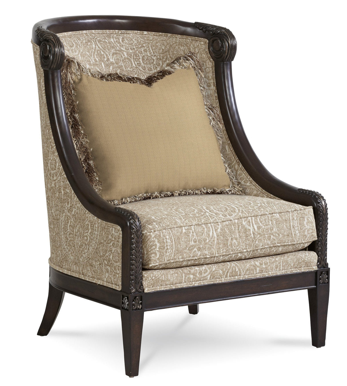 Giovanna Azure Carved Wood Accent Chair