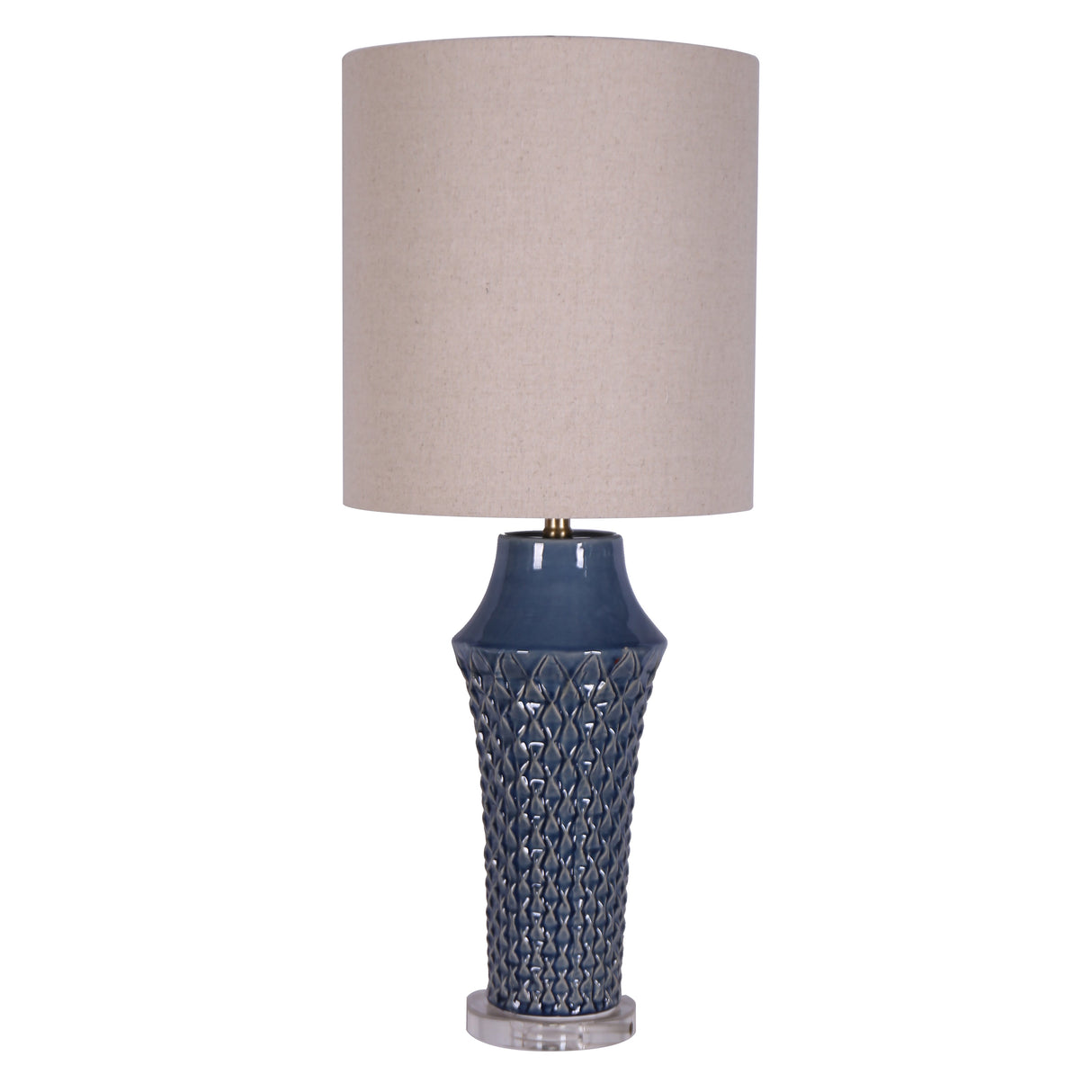 CERAMIC 34.5" "WEAVE" TABLE LAMP, TEAL