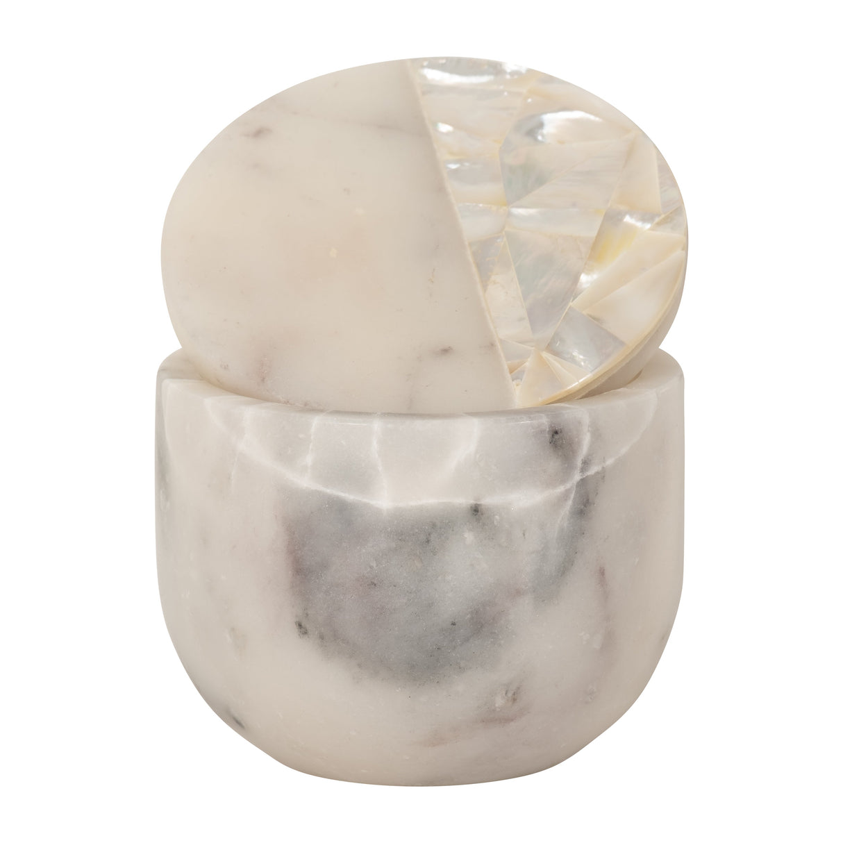 4" 7 Oz Incense Myrrh Marble & Capiz Candle, White