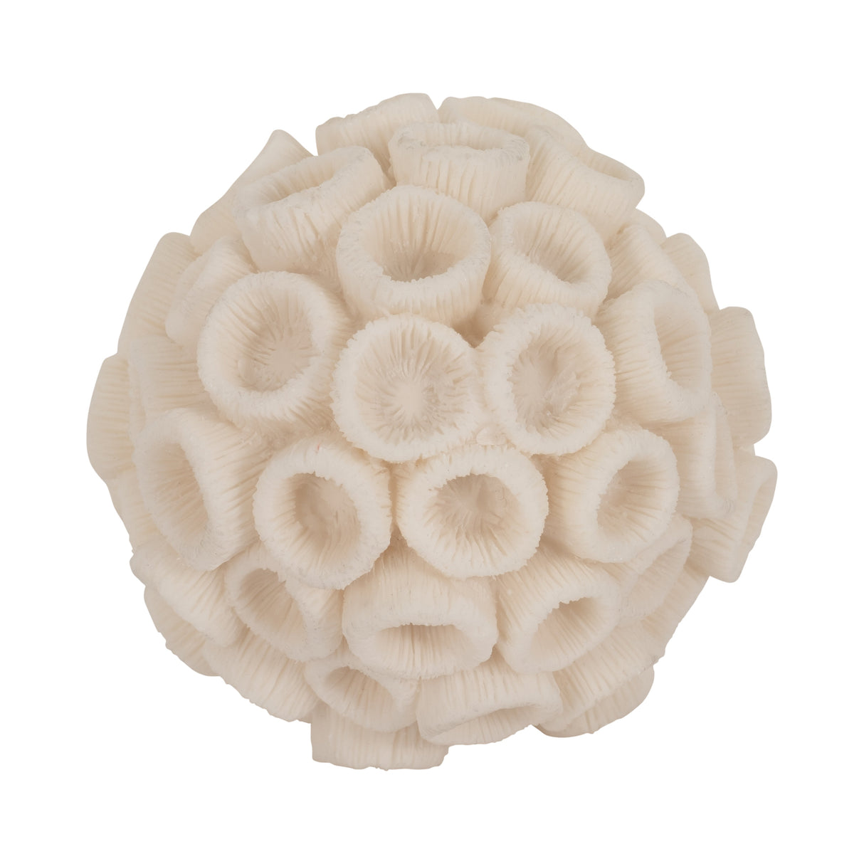 6" Round Coral Orb, Ivory