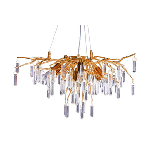 METAL BRANCH&HANGING CRYSTAL CHANDELIER, GOLD