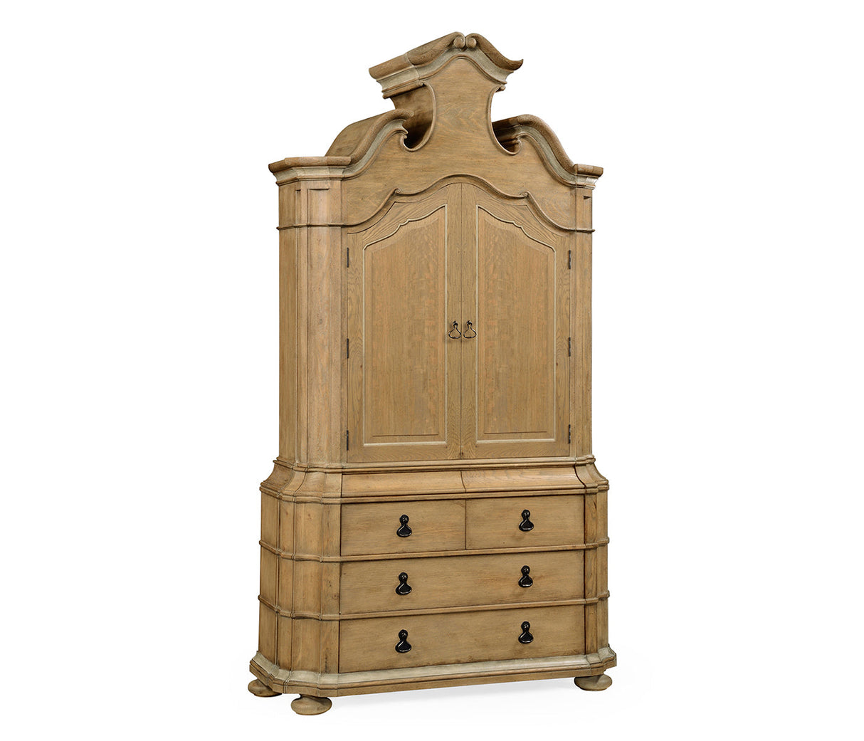 William Yeoward Collected - Country House Chic - Oulton Vintage Oak Cabinet with Wooden Doors & Shelves