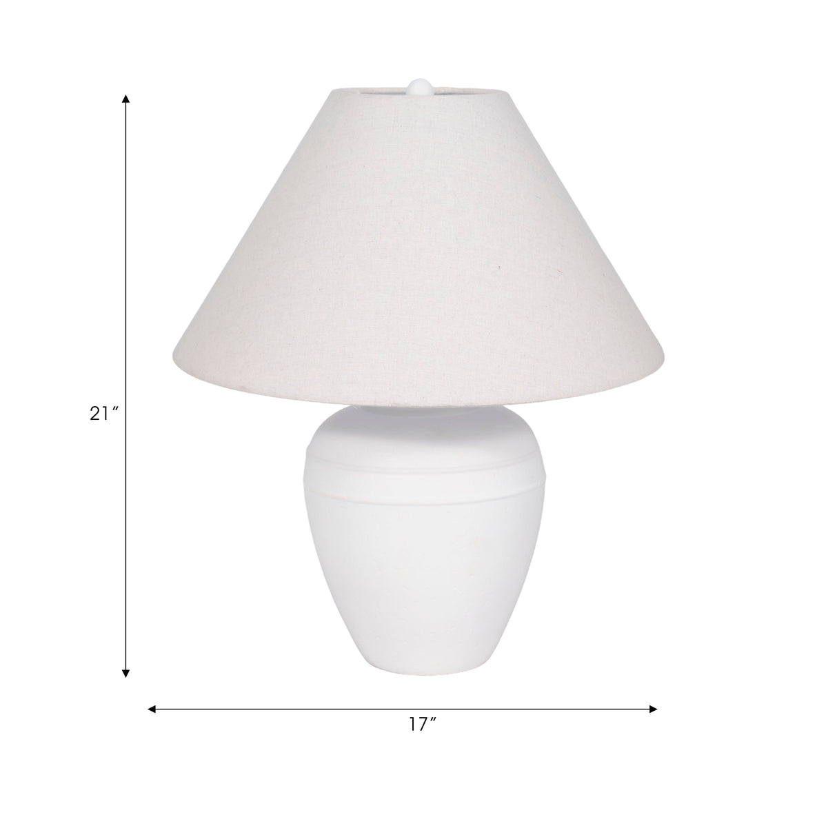 21" Textured Table Lamp Tapered Shade, White