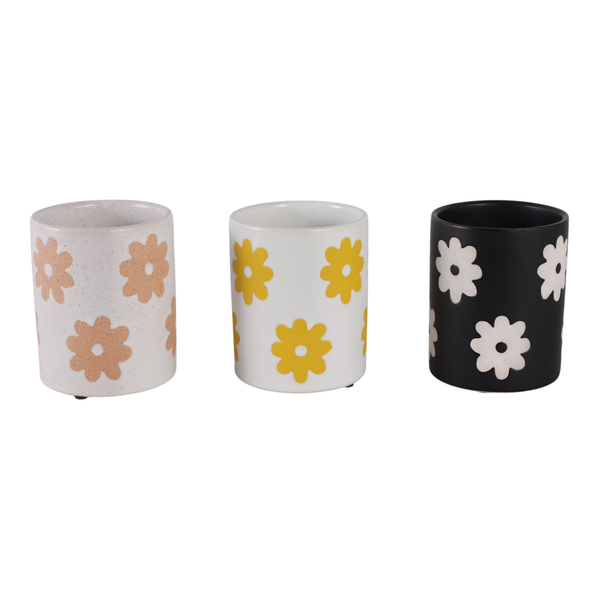 S/3 5" Flower Power Pencil Cups, Multi