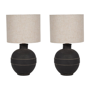 S/2 Ceramic 18" Table Lamp, Dk Gray