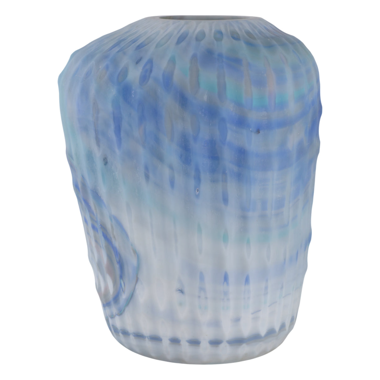 13" Warwick Large Blue Carved Glass Vase