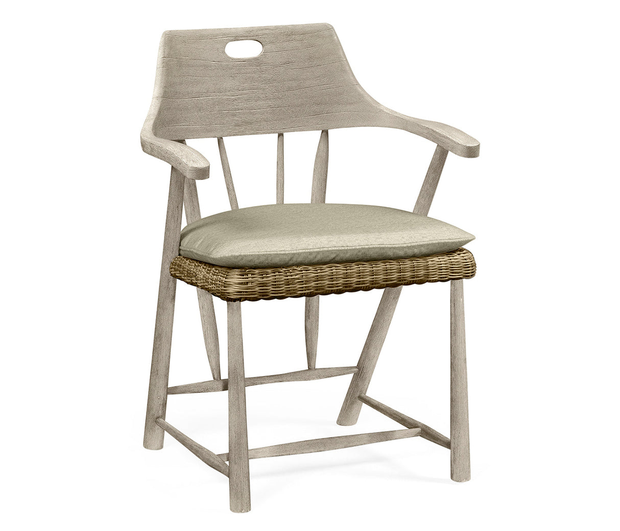 JC Outdoor - Hampton Collection - Smokers Style Navajo Sand & Rattan Dining Chair with Cushion