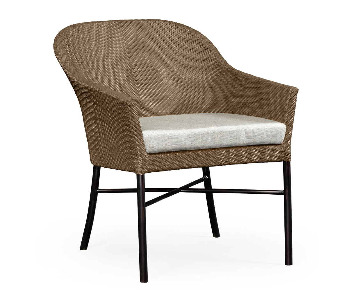 JC Outdoor - Panama Collection - Rounded Back Mocha Steel & Tan Rattan Dining Chair with Cushion