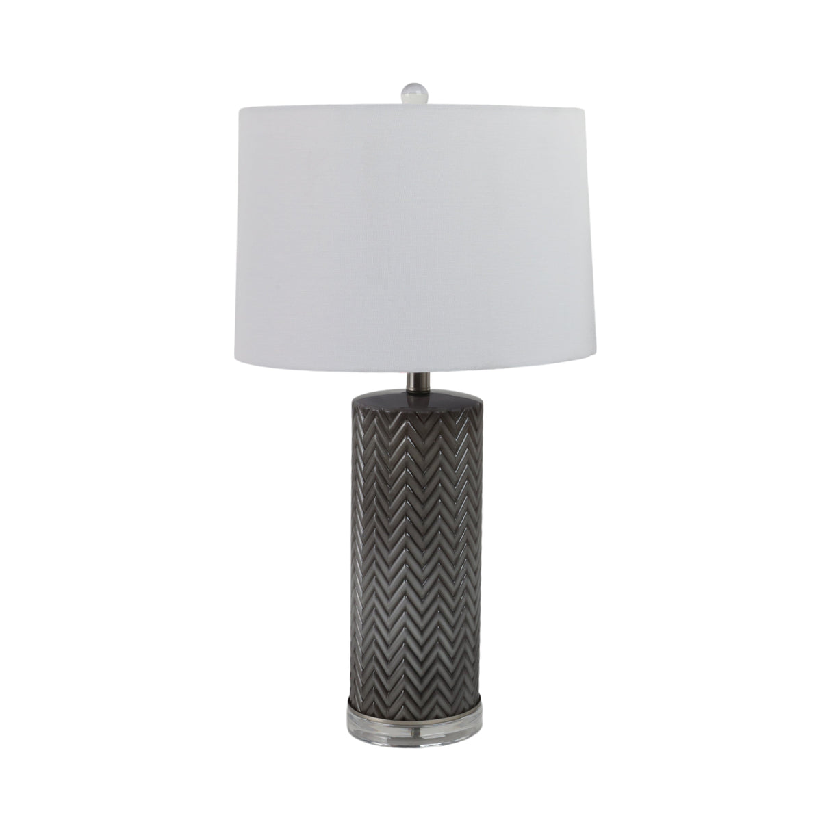 Glass 28"  Chevron Table Lamp, Gray/white
