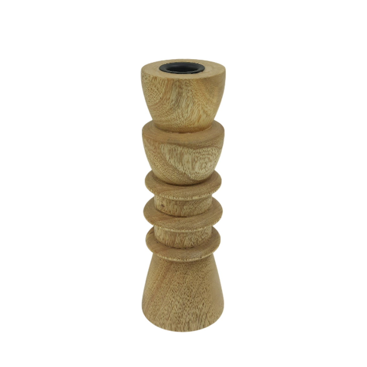8x3" Wood Totem Taper Holder, Natural