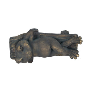 15" Relaxed Frog On Lounger, Bronze