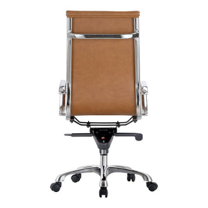 STUDIO OFFICE CHAIR HIGH BACK TAN VEGAN LEATHER