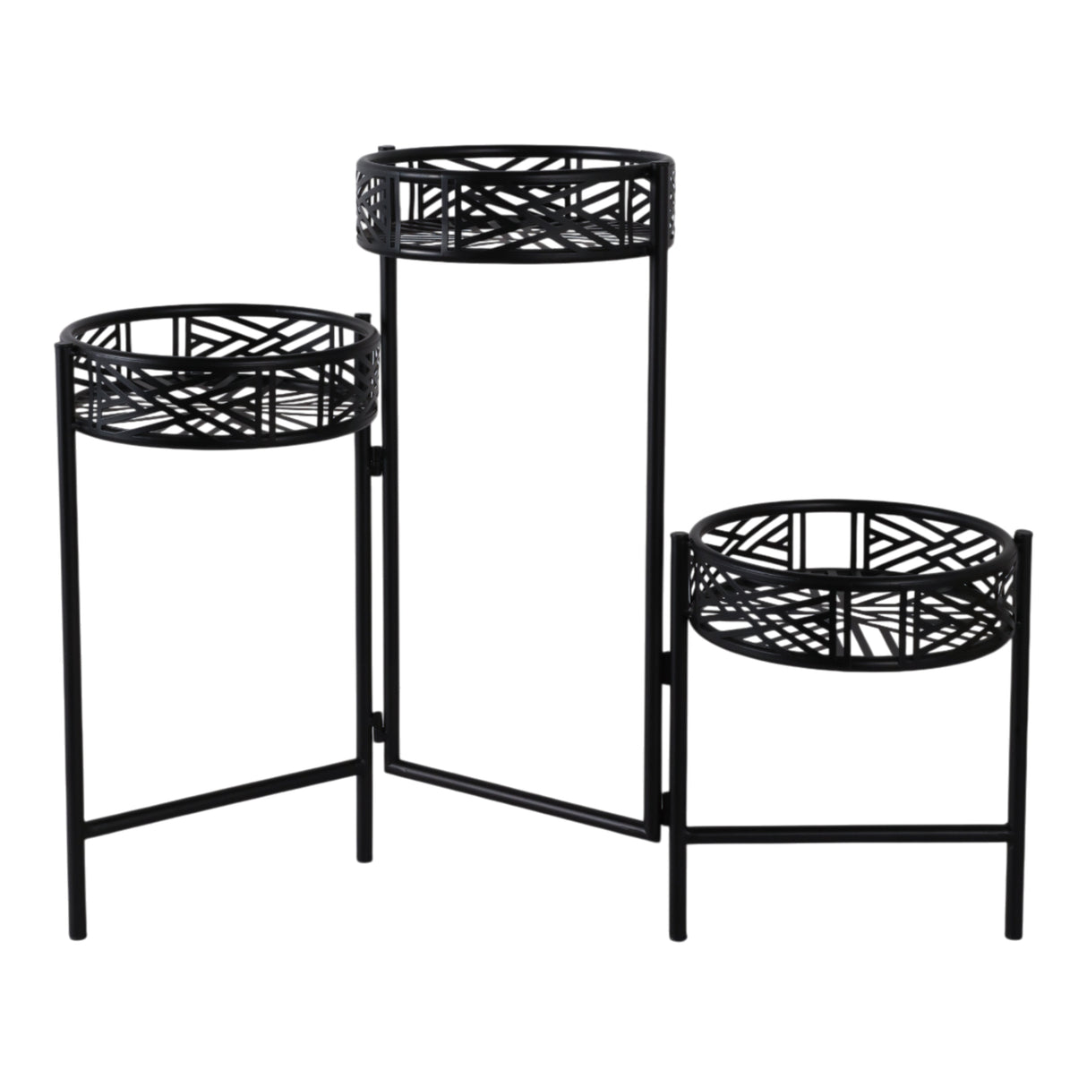 22" Folding 3-tier Geo Plant Stand, Black