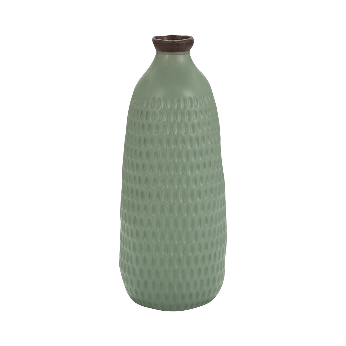 CER, 16"H DIMPLED VASE, GREEN
