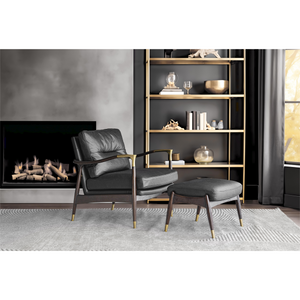 Lonut Black Accent Chair + Ottoman