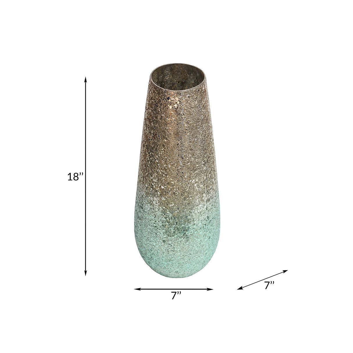 18" Crackled Vase, Green Ombre