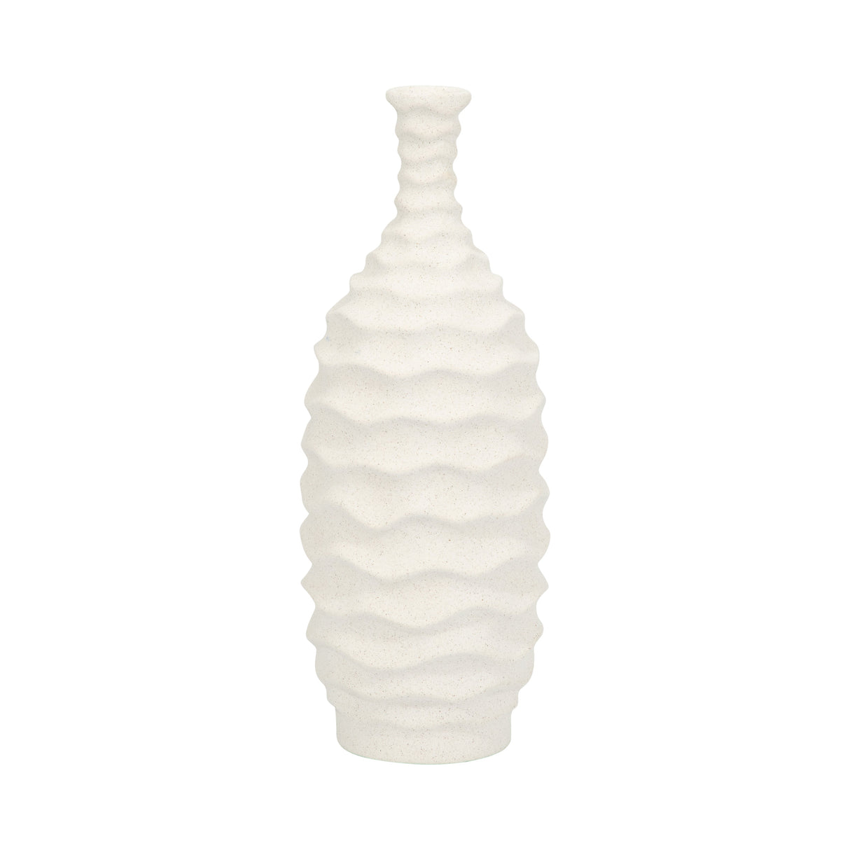 11" Horizontal Ribbon Vase Sand Texture, White