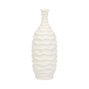 11" Horizontal Ribbon Vase Sand Texture, White