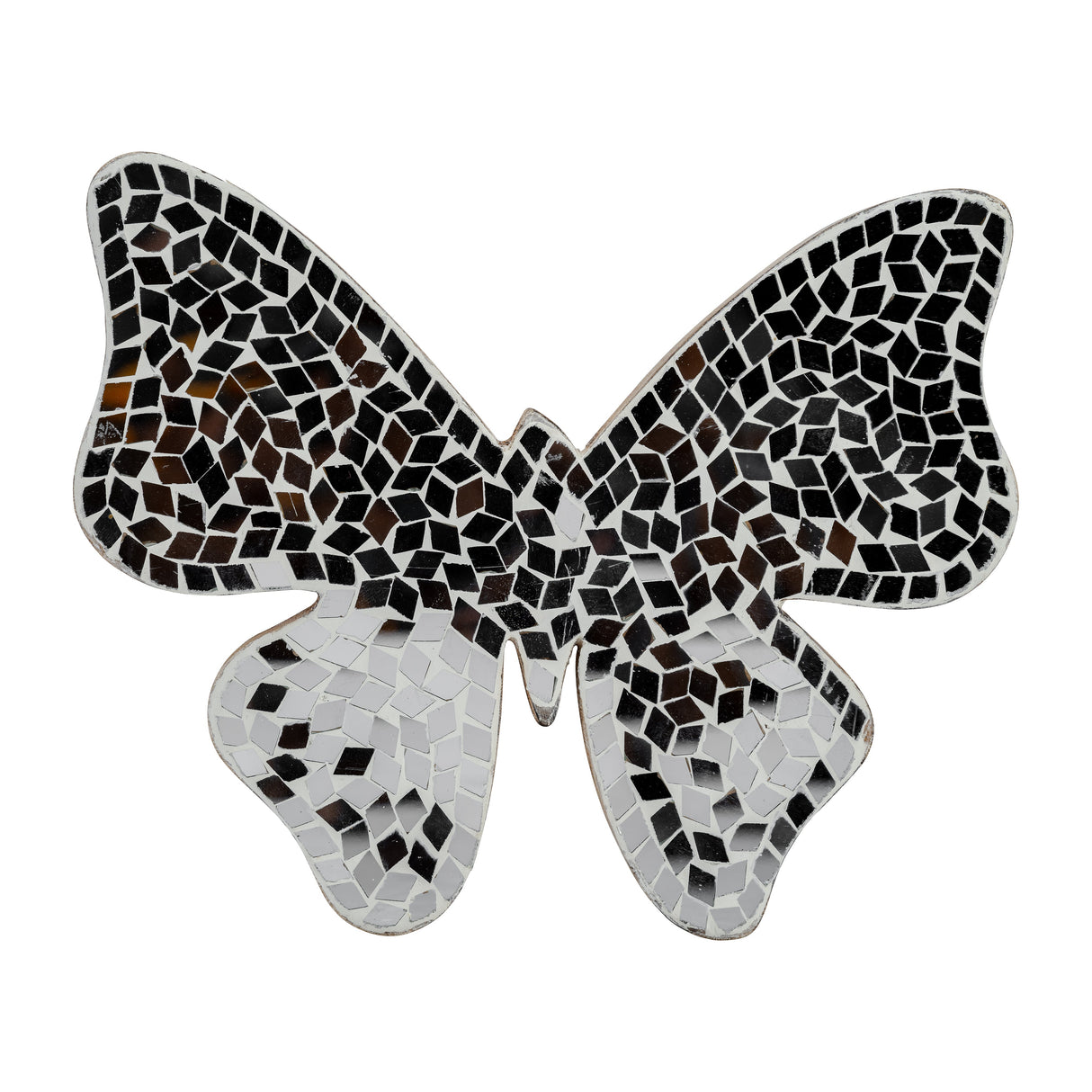 GLASS, 8" MOSAIC BUTTERFLY, WHITE