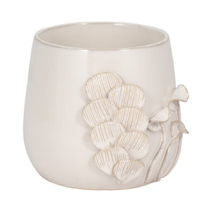 7" Mushroom Applique Planter, Ivory