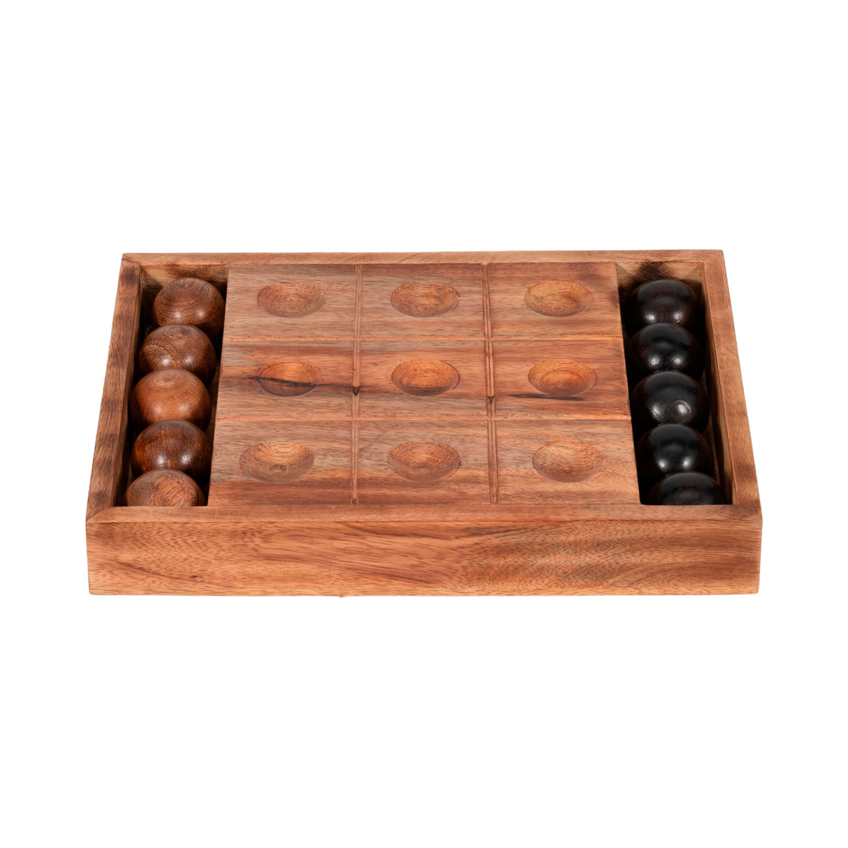 12" Tic Tac Toe With Orbs, Brown