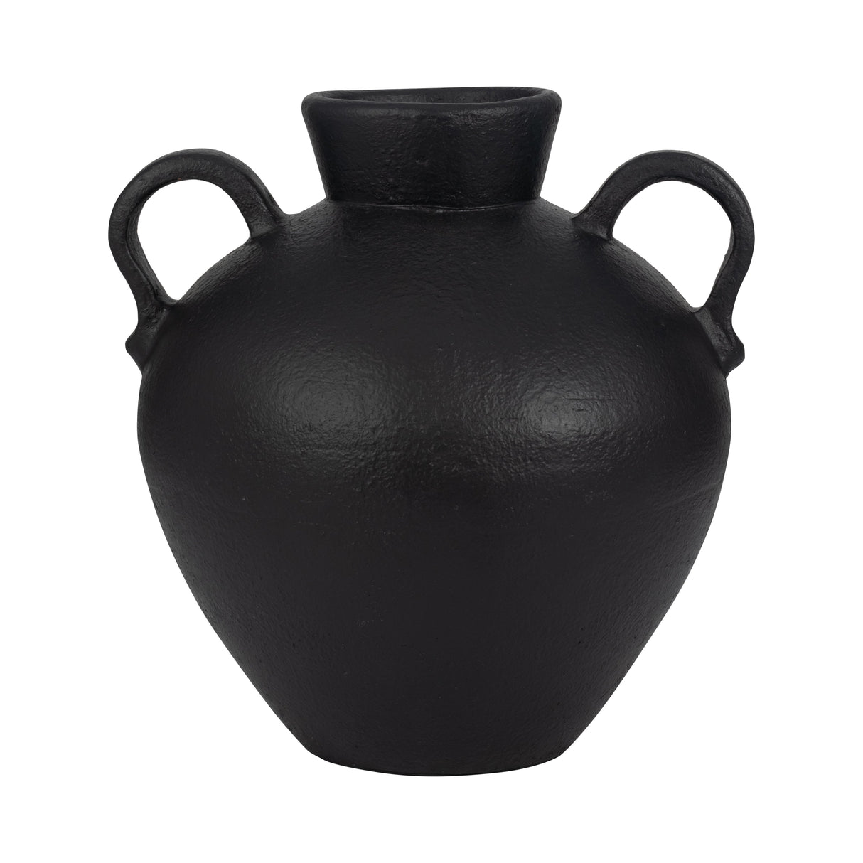 TERRACOTTA, 17" ORGANIC JUG WITH 2 HANDLES, BLACK