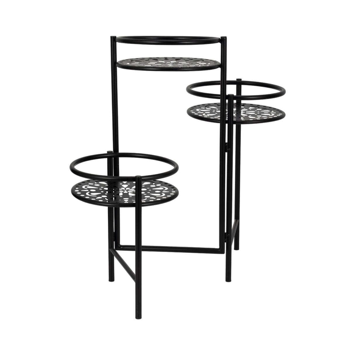 Metal, 22" Folding 3-tier Plant Stand, Black