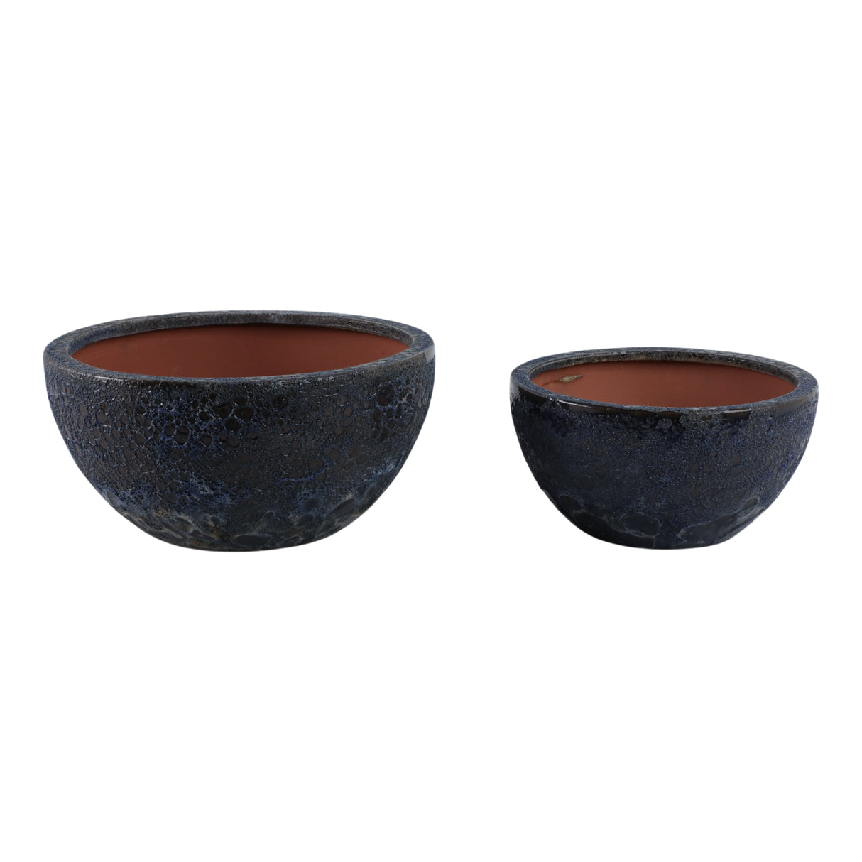 S/2 10/13" Lava Bowl Planters, Blue
