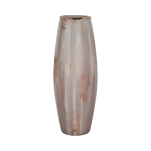 24" Curved Glass Vase Opal Finish, Ivory Multi