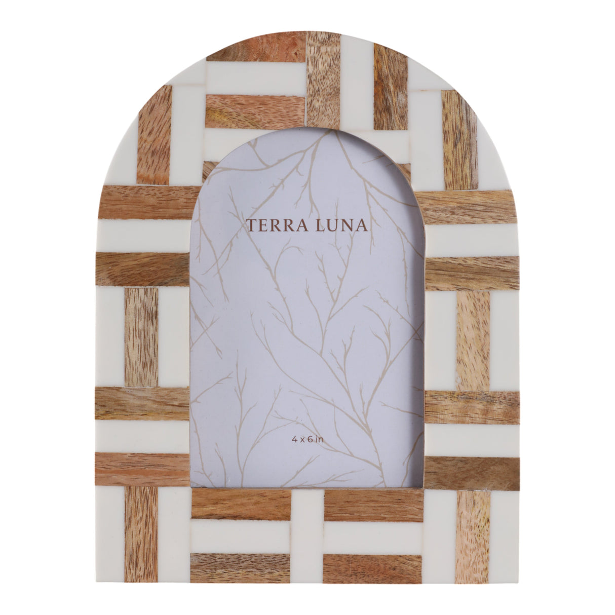 4x6 Wood Inlay Photo Frame, Ivory/natural