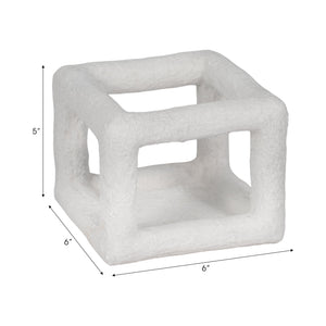 6" Textured Open Square Object, White