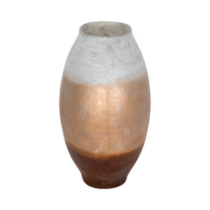 13" Gold Ombre Round Vase, White/gold