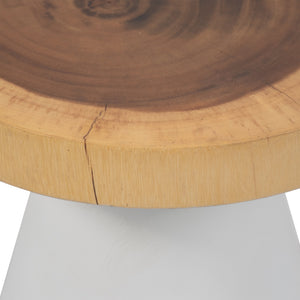 Wood, 16" Accent Table With White Base, Natural/wh