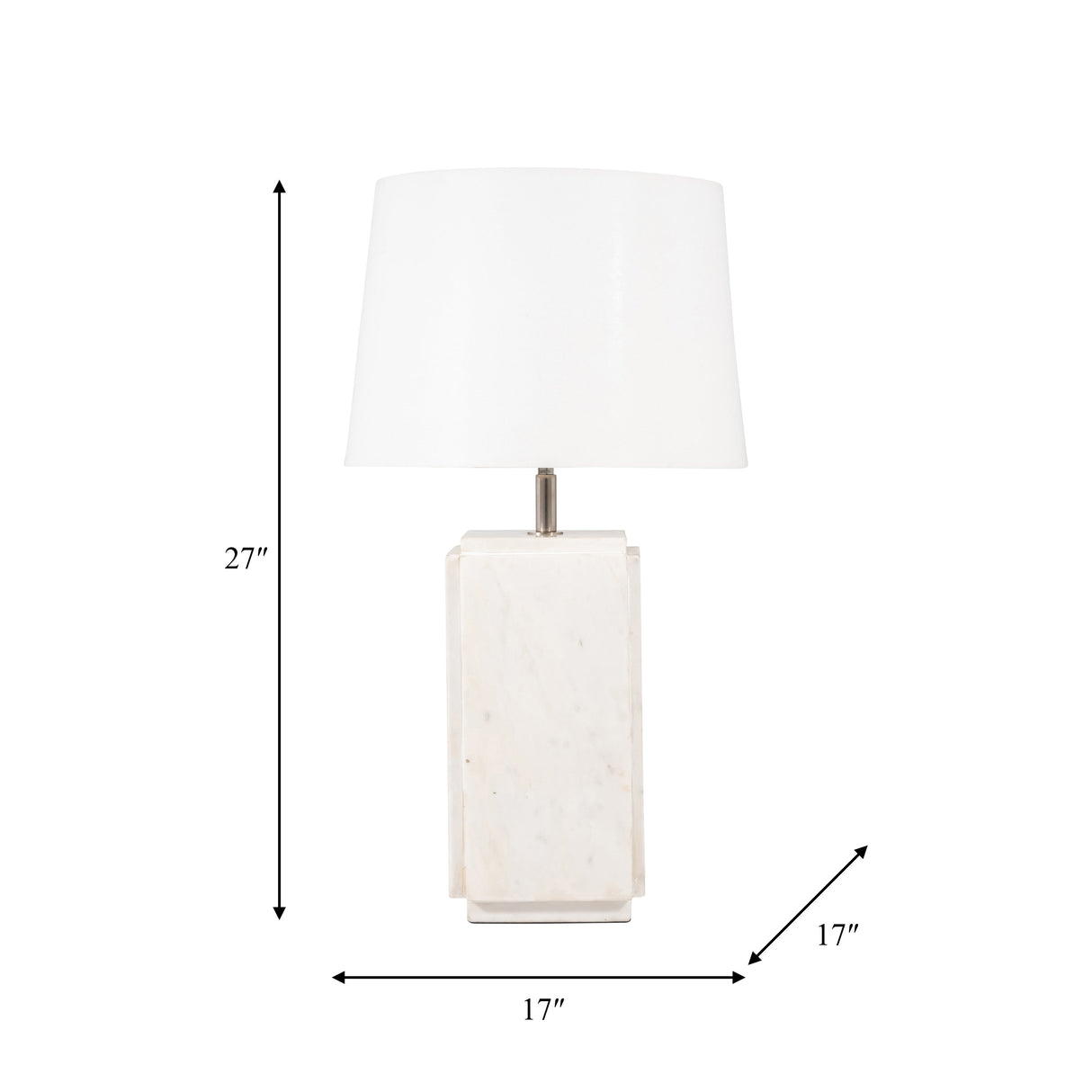 Marble, 27"h Fluted Table Lamp, White/offwht, 2bx