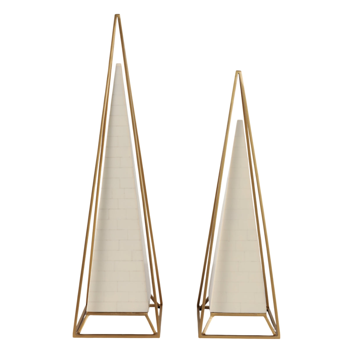 S/2 26/21" Carlisle Large White And Gold Pyramids
