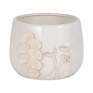 9" Mushroom Applique Planter, Ivory