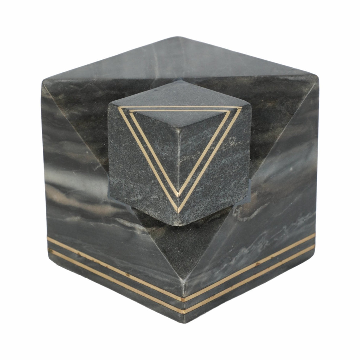 6" Waipo Gray Marble Cube