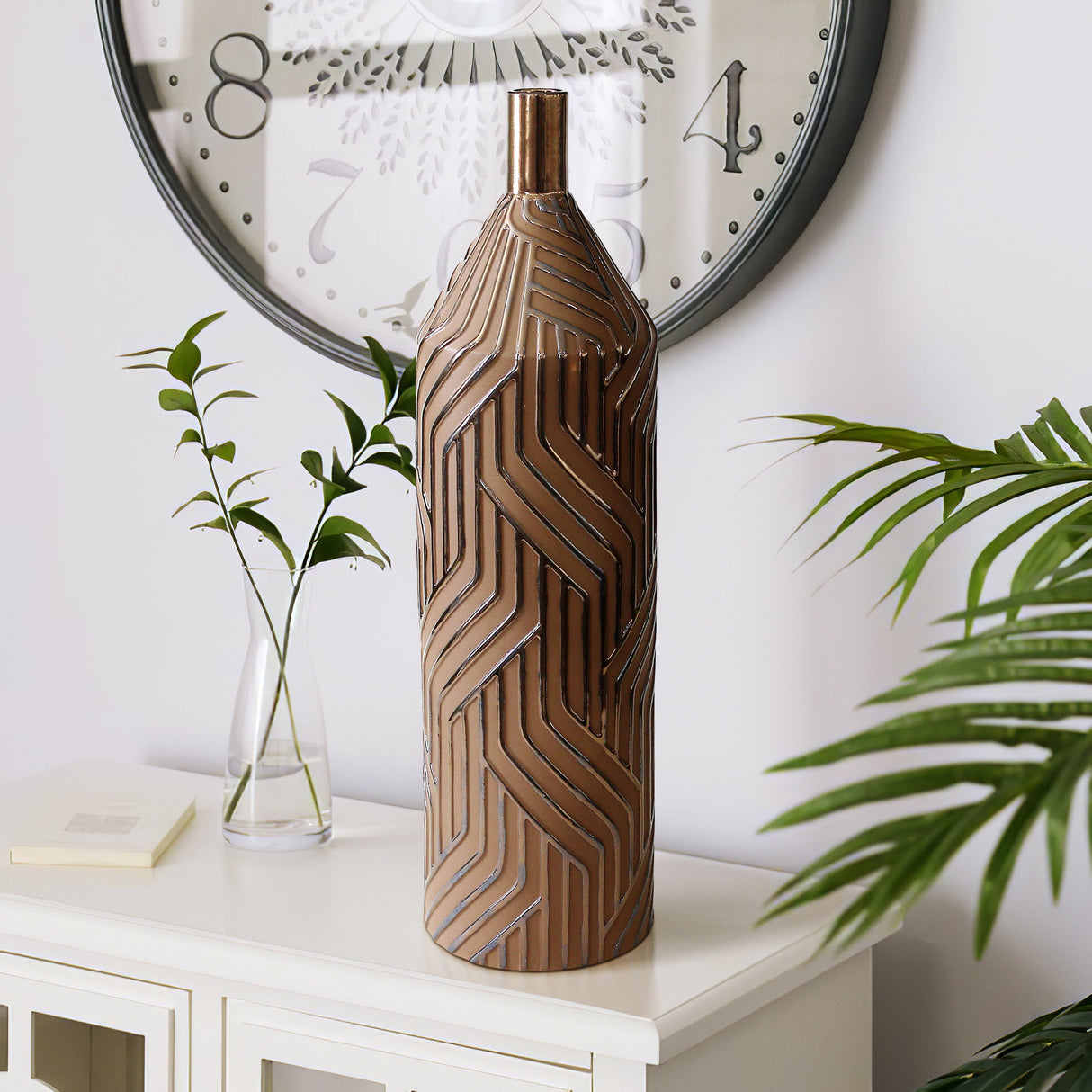 28" Montes Oversized Tribal Vase, Brwn/burnt Gold