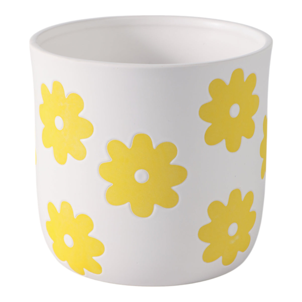 6" Flower Power Planter, White/yellow