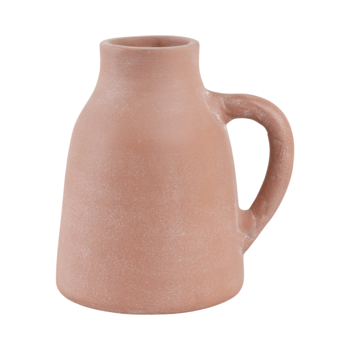 8x8" Terracotta Vase With Handle, Light Natural