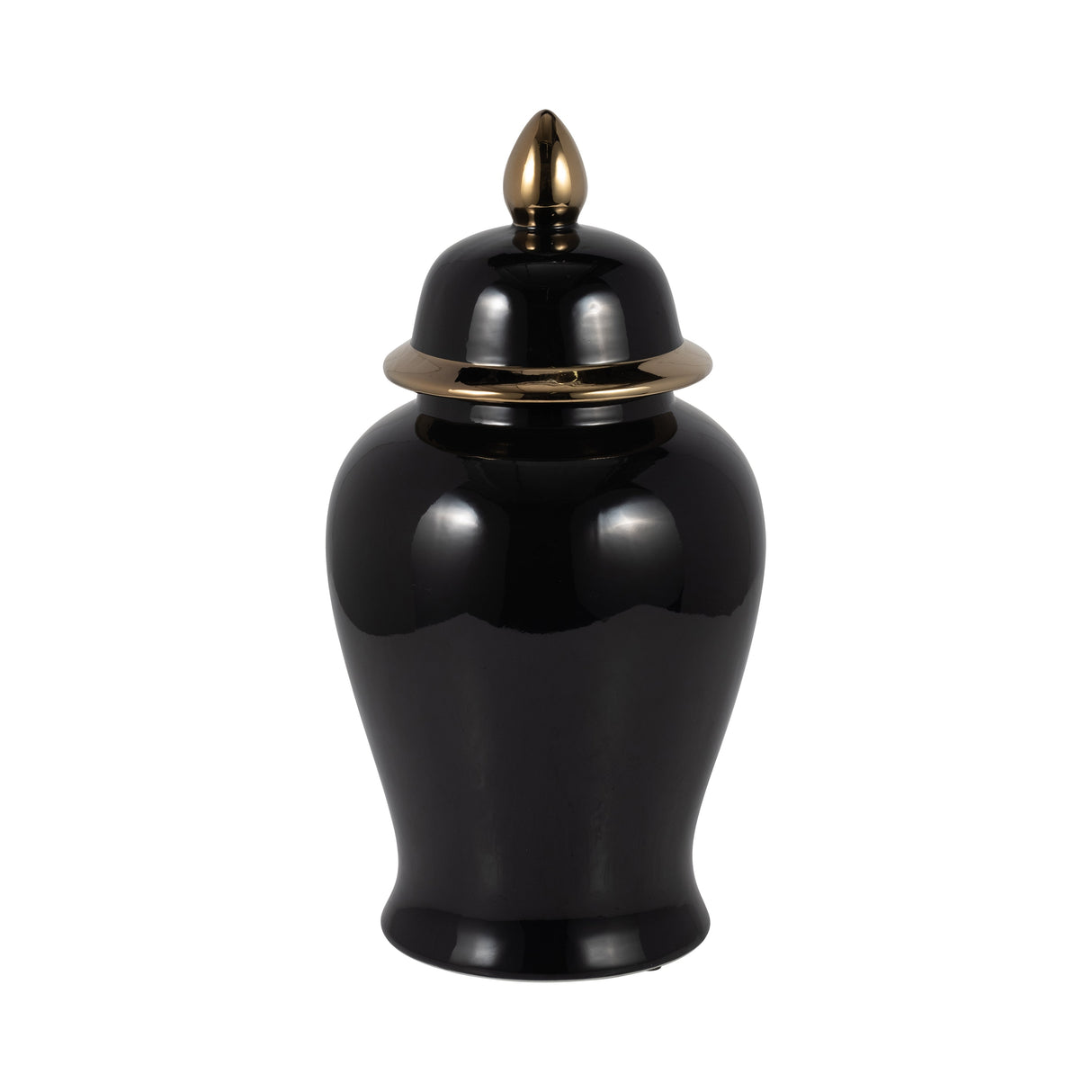 CER, 18" TEMPLE JAR, BLACK/GOLD