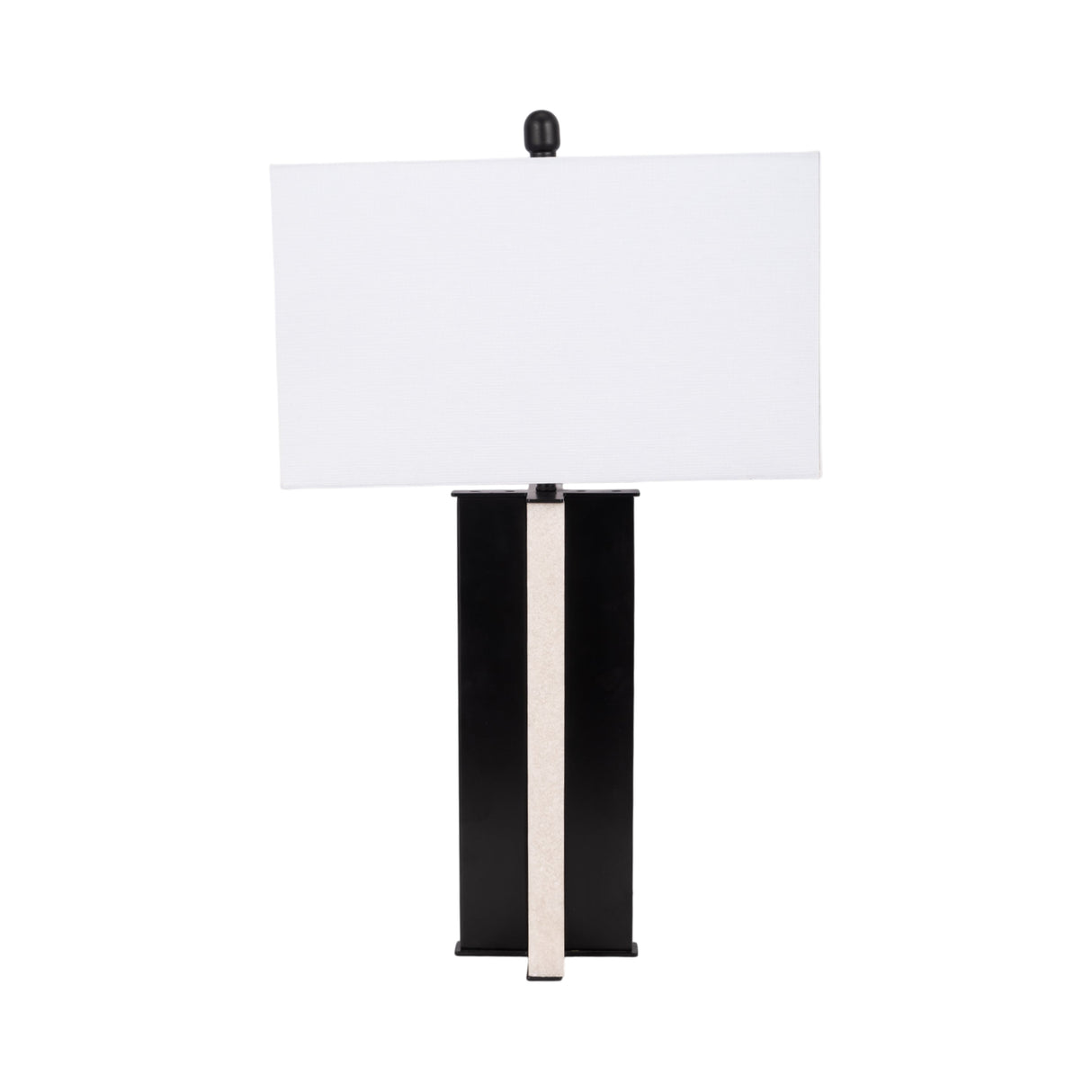 Metal 28" Pillar Table Lamp, Black/white