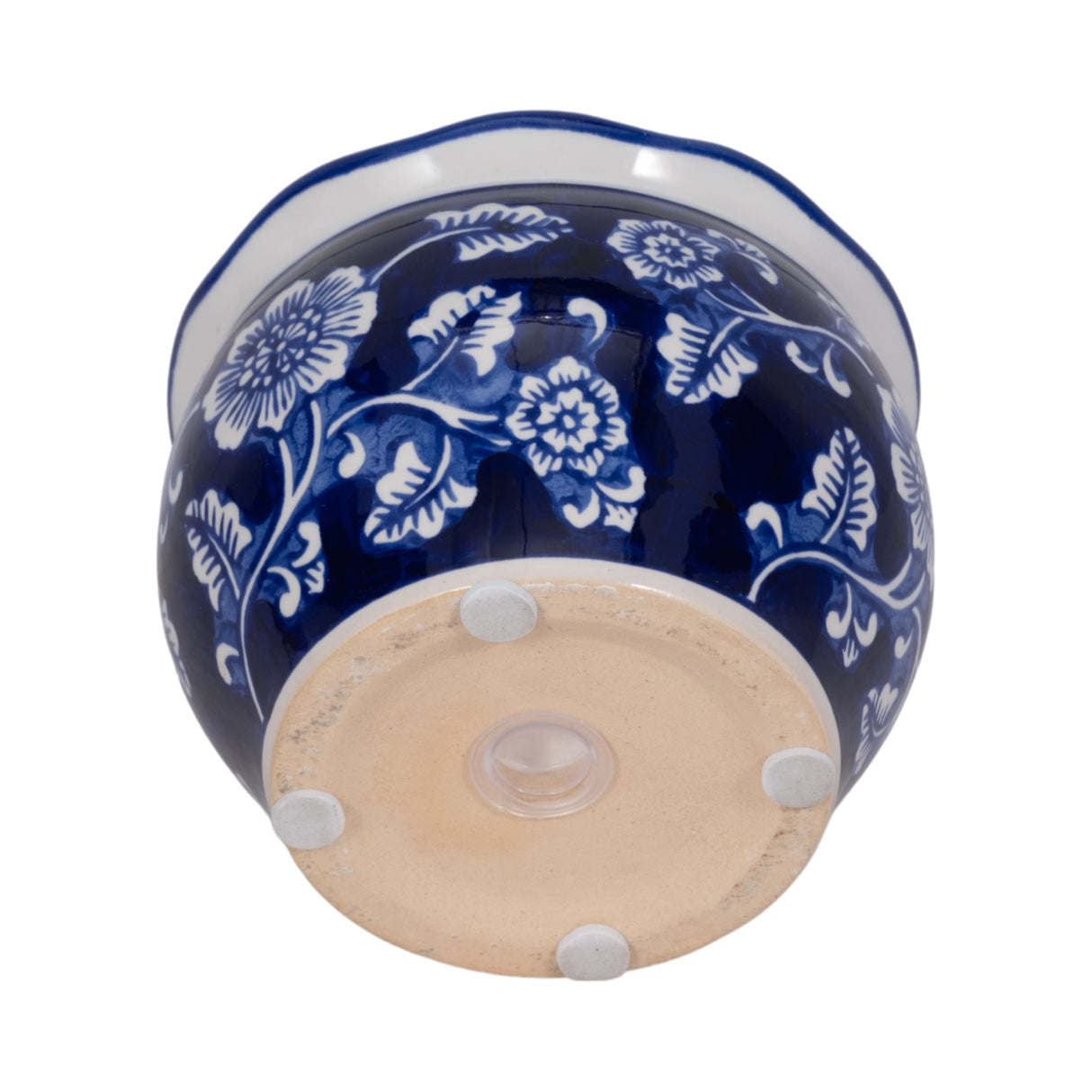 4", 7oz Round Chinoiserie Candle , Blue/white