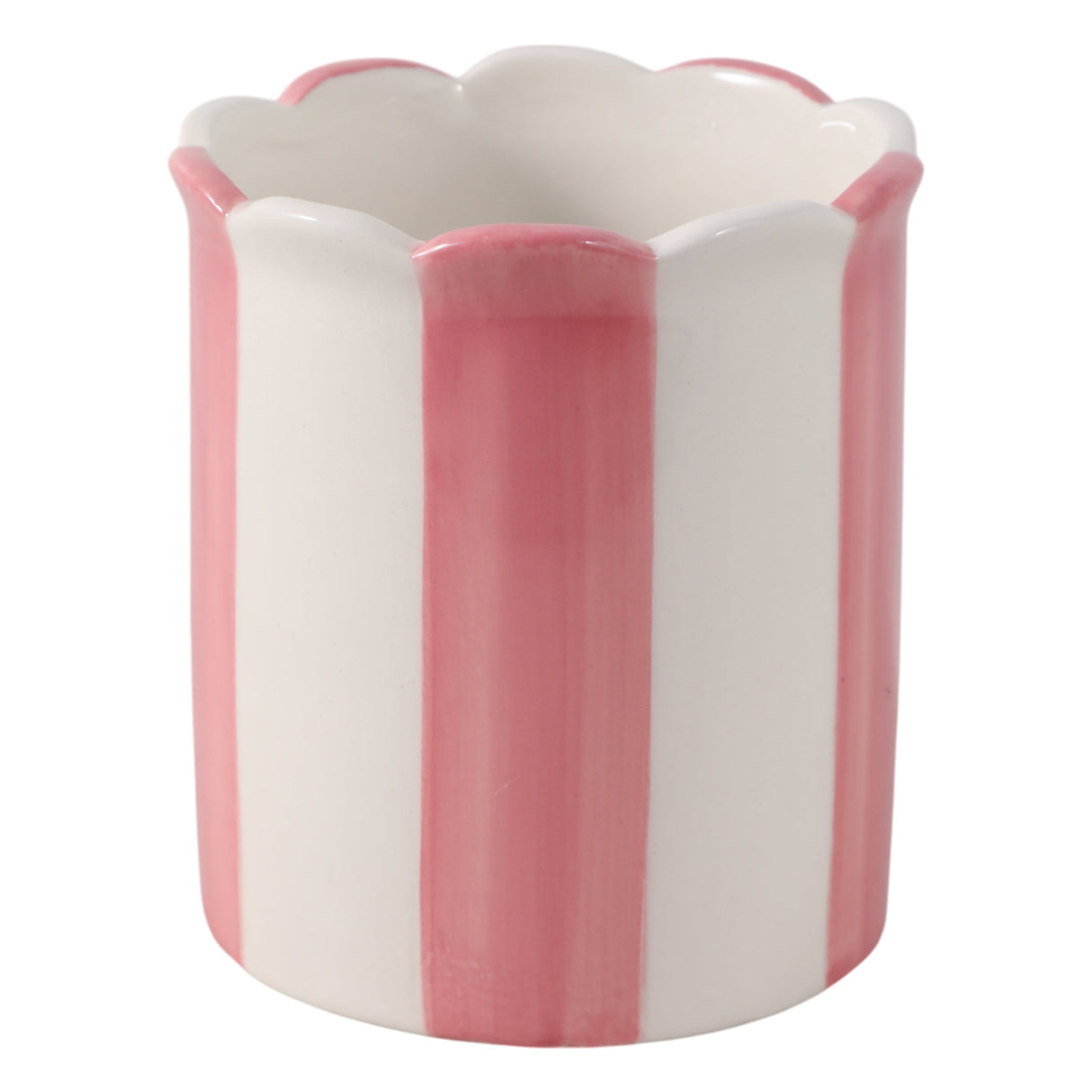 4" Striped Pencil Cup, Pink/ivory