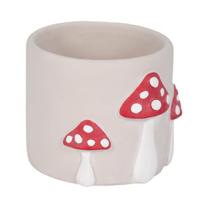 6" Magic Mushroom Applique Planter, Red/white