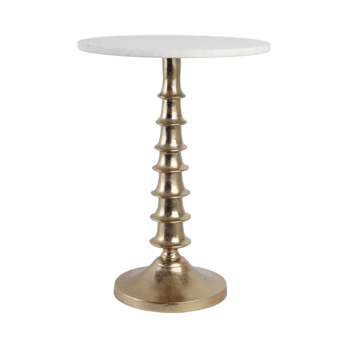 22x16" Layered Lilypad Accent Table, White/gold