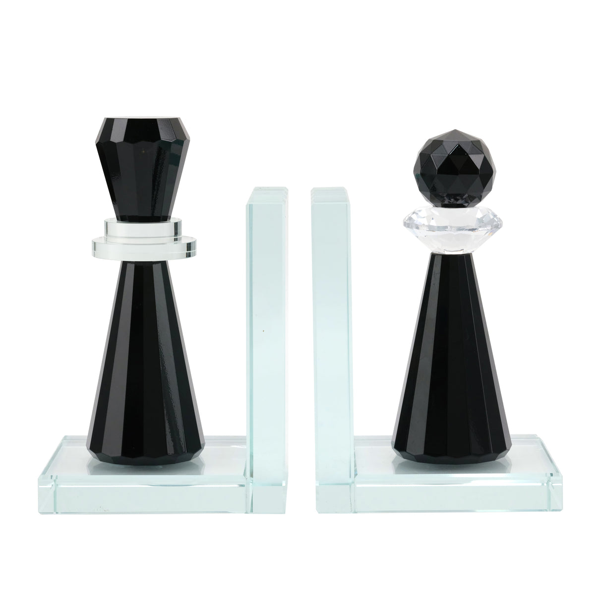 S/2 7" Raina Crystal Chess Piece Bookends