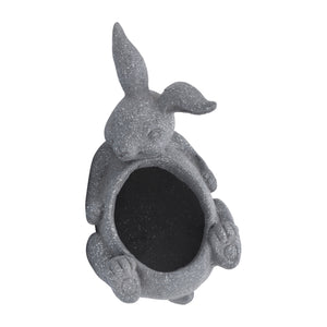 Resin, 15"d  Laying Bunny Planter, Gray