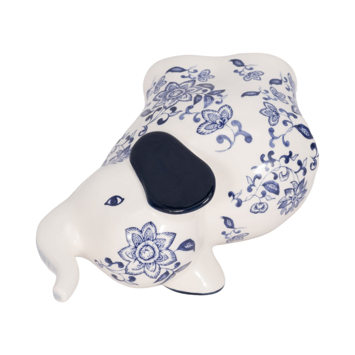 6" Trunk Up Chinoiserie Elephant, Blue/white